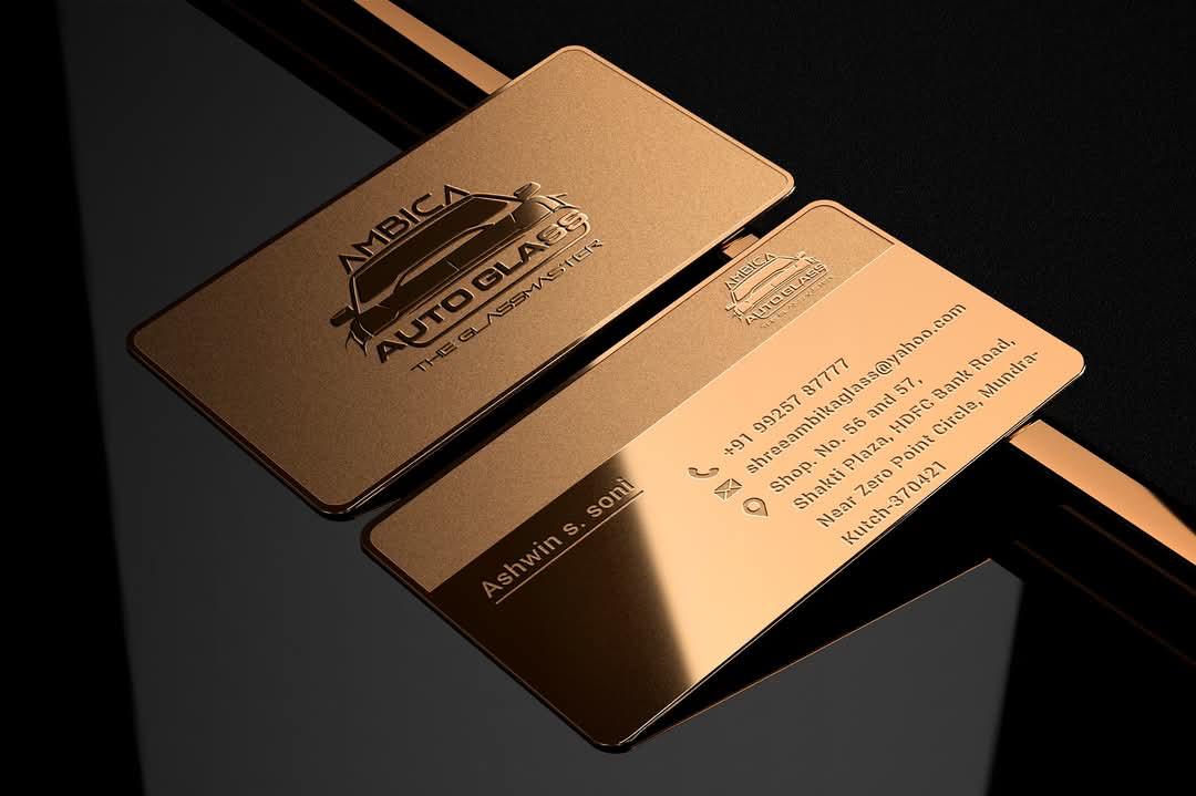 Ambica Auto Glass visiting card design